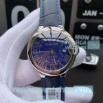 AAA Grade Clone Cartier Ballon Bleu de Blue Dial Blue Leather Strap Watch